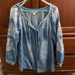 Faded denim button up